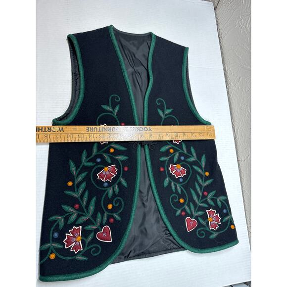 Vintage Handmade Wool Felt Embroidered Patchwork Floral lined Vest Chest 36 - Picture 6 of 6